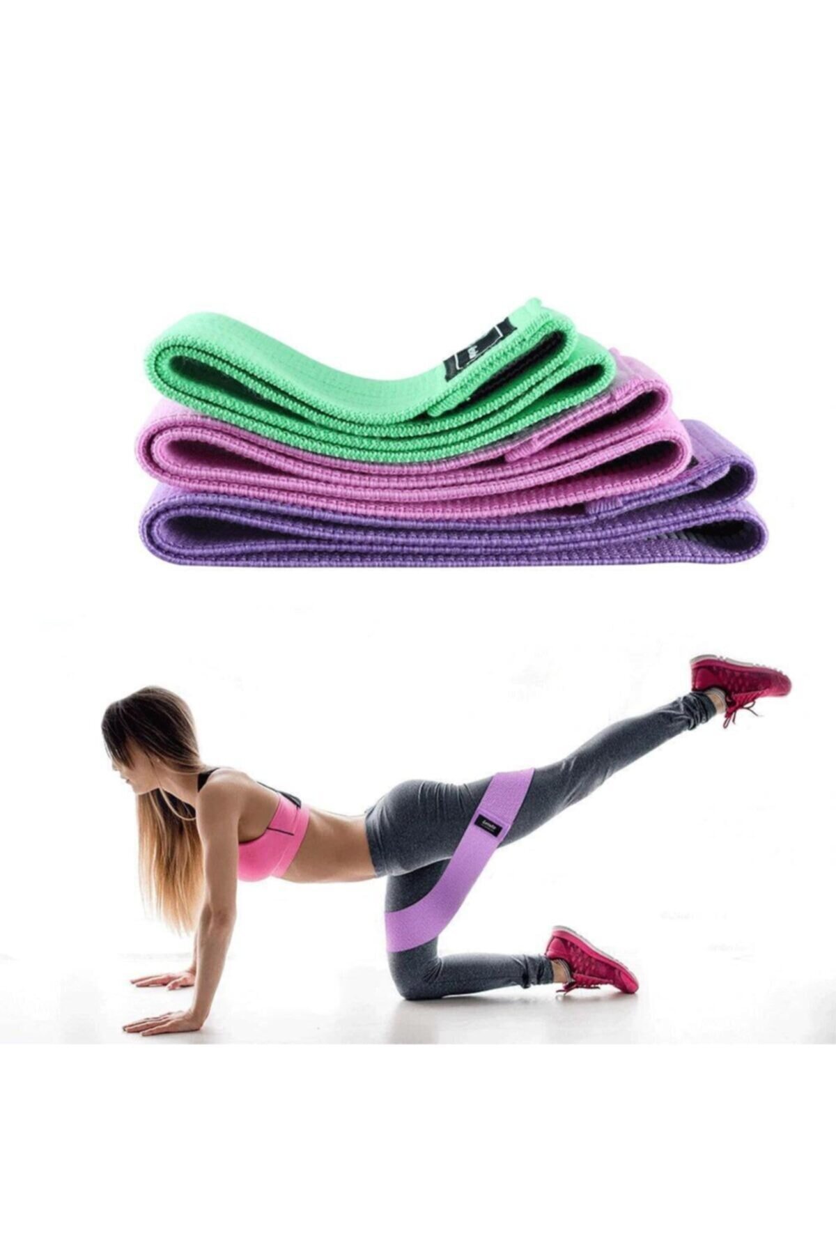Loop Band Direnç Bandı Spor Egzersiz Aerobik Pilates Squat Lastiği Fitness Yoga 3 Lü Set - görsel 2