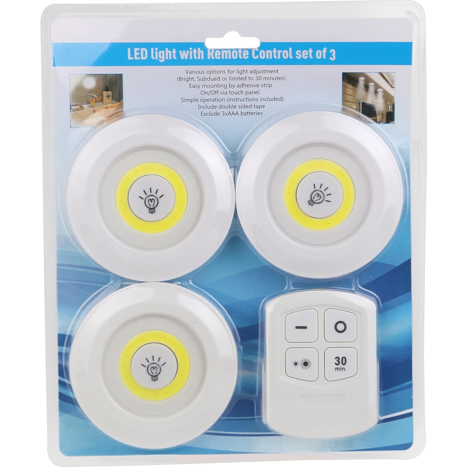 Uzaktan Kumandalı Yapışkanlı 3'lü Led Spot Lamba - görsel 2