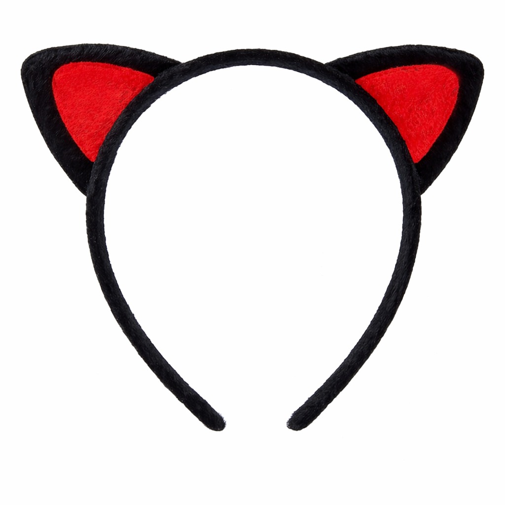 Peluş Kedi Kulak Taç Kırmızı Siyah – Çocuk Parti amp; Kostüm Tacı - görsel 2