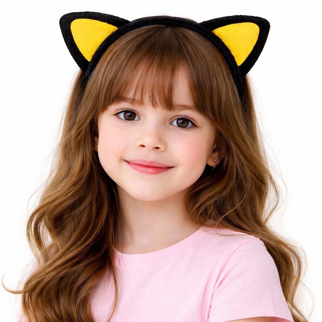 Peluş Kedi Kulak Taç Sarı Siyah – Çocuk Parti amp; Kostüm Tacı