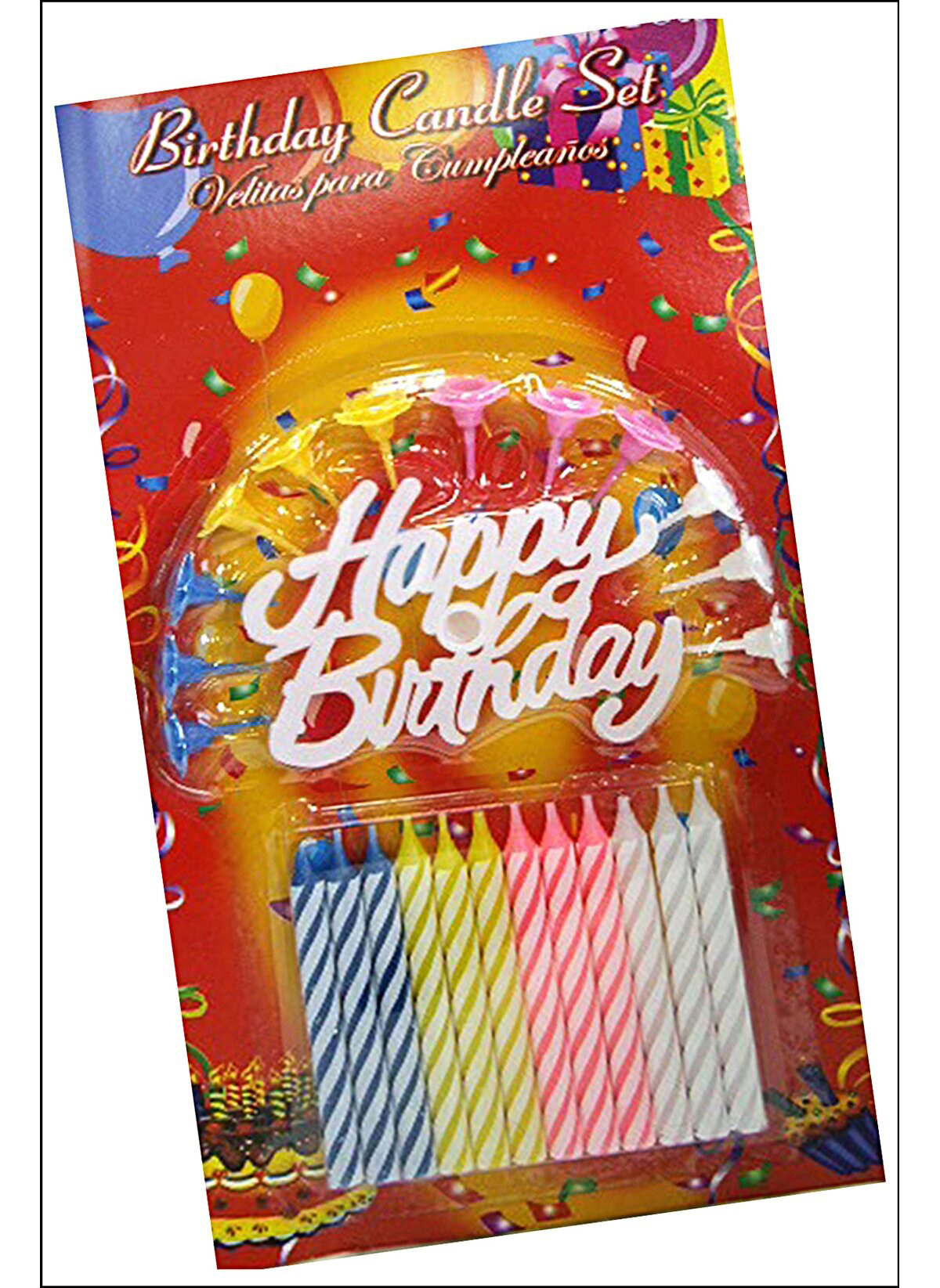 Rengarenk Mumlu Beyaz Happy Birthday Yazılı Doğum Günü Mumu 12 Adet - görsel 2